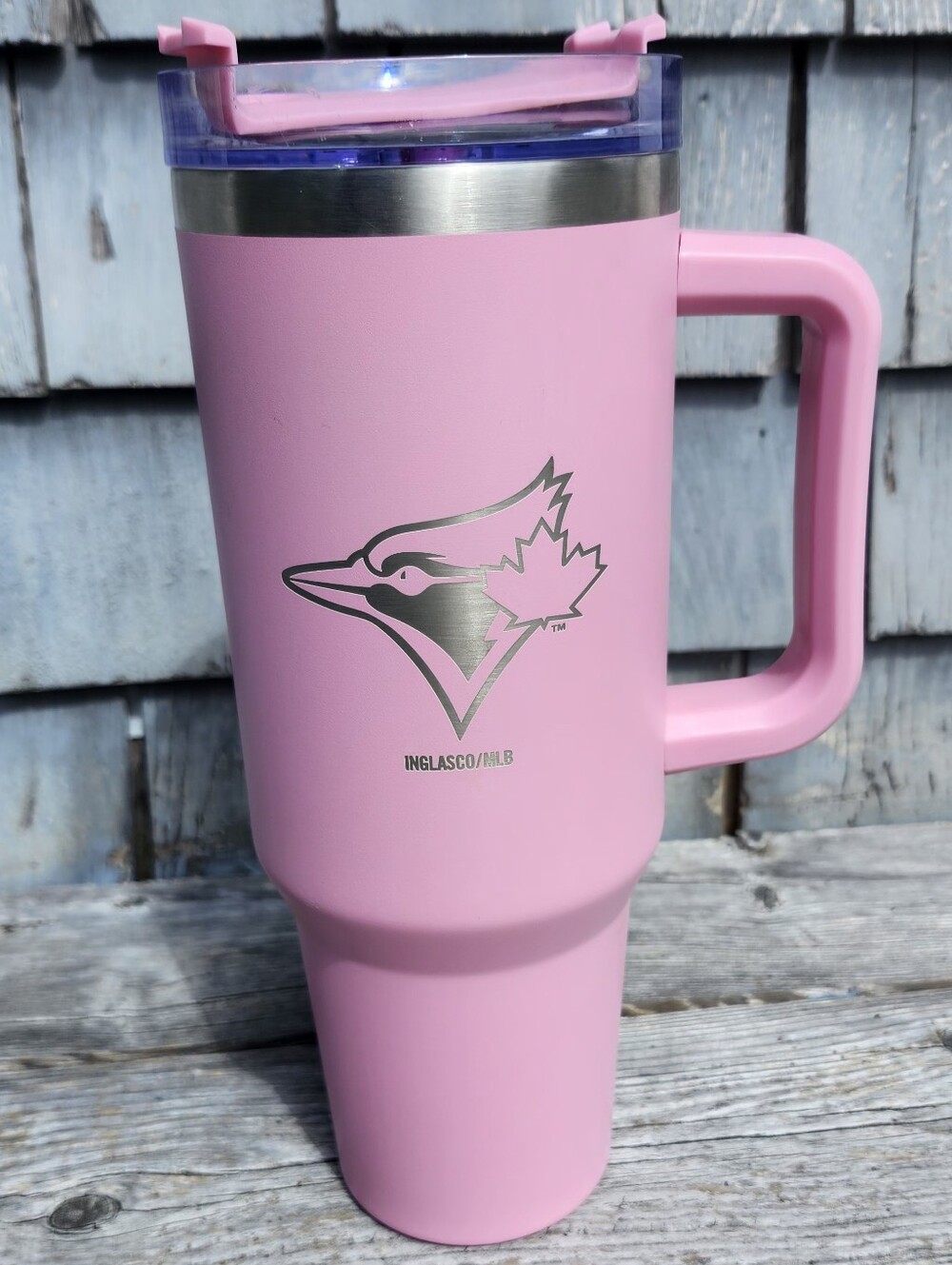 Official Inglasco MLB Pink Toronto Blue Jays 40 Oz Stainless Steel Tumbler Cup